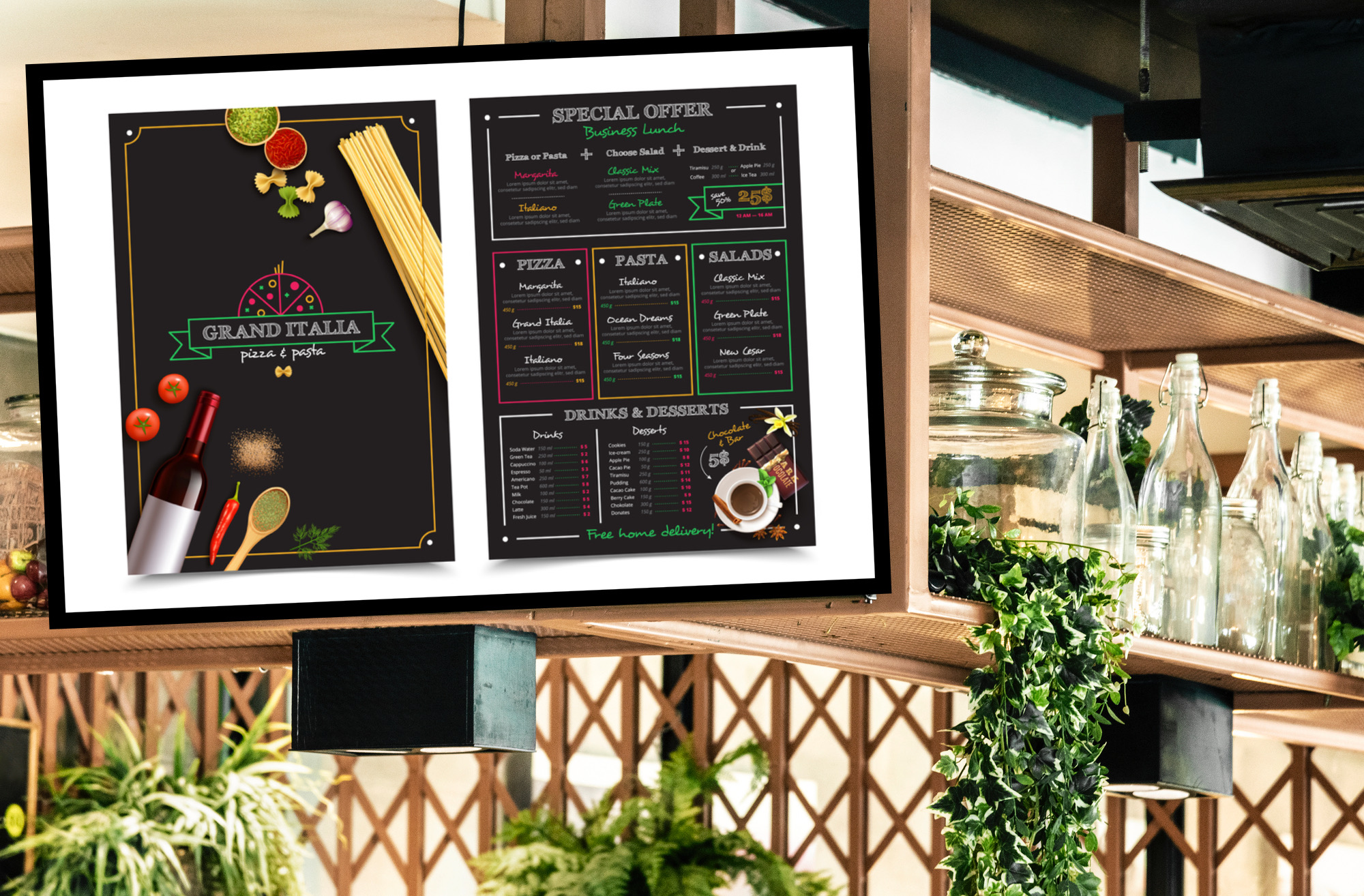 menú digital para restaurantes atractivo